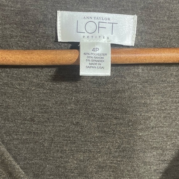 Ann Taylor Loft Heather Brown A-line 3/4 Sleeves Knit Dress Sz 4P - Picture 3 of 4